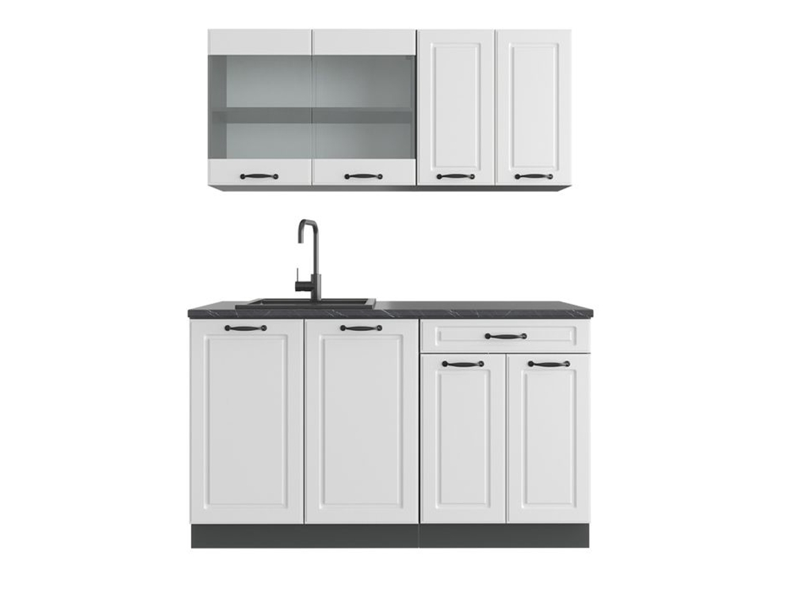 Cozinha R-Line, 140 cm, PT Antracite, Cottage branco/antracite, Vicco