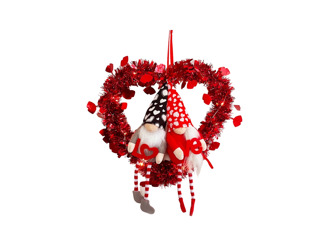 Decoração De Pendurar Valentine's Day Com Boneca Sem Rosto E Guirlanda Laxiscreed Para Ambiente Romântico 32x30cm