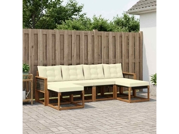 Vidaxl Conjunto De Sofás Para Exterior 6 Pcs Natural E Creme