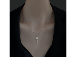 Chave da Sorte ~ Prata de Lei S925, Colar com Pingente de Chave, Design Versátil, Simples e Exclusivo. MDUG (ouro Branco)