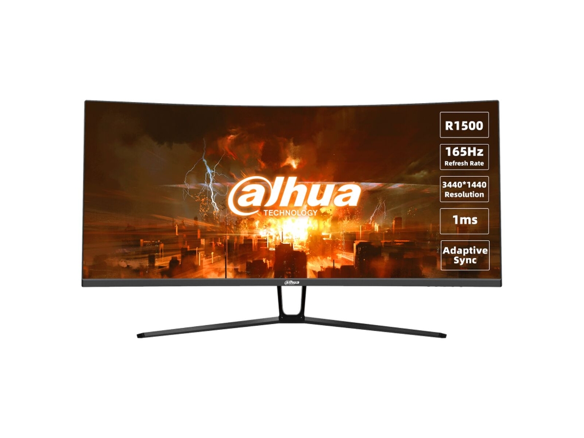 Monitor DAHUA TECHNOLOGY LM34-E330C (Preto/Vermelho - 34'' - LCD - Tomada EU - UltraWide Quad HD - 1 ms)