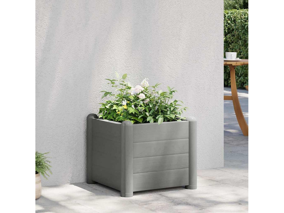 Vidaxl Canteiro Elevado Para Jardim Pp 43x43x35 Cm Cinzento Pedra