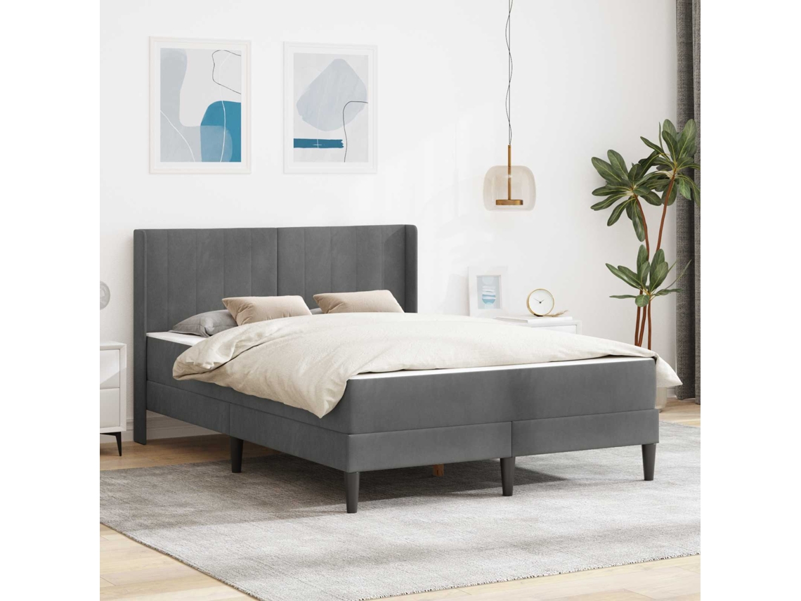 Vidaxl Estrutura De Cama Com Colchão Cinzento-escuro 140 X 200 Cm