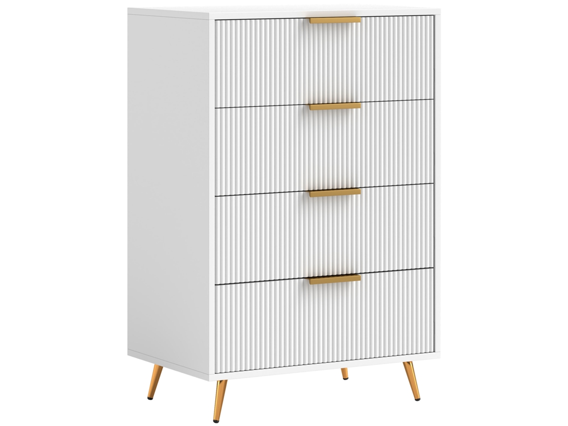 Cómoda DECORALAR TECH com 4 gavetas, estilo ondulado, 60x40x90cm, branco
