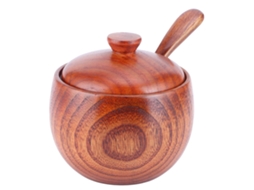 Pote Para Temperos Madeira Tampa Colher Cozinha