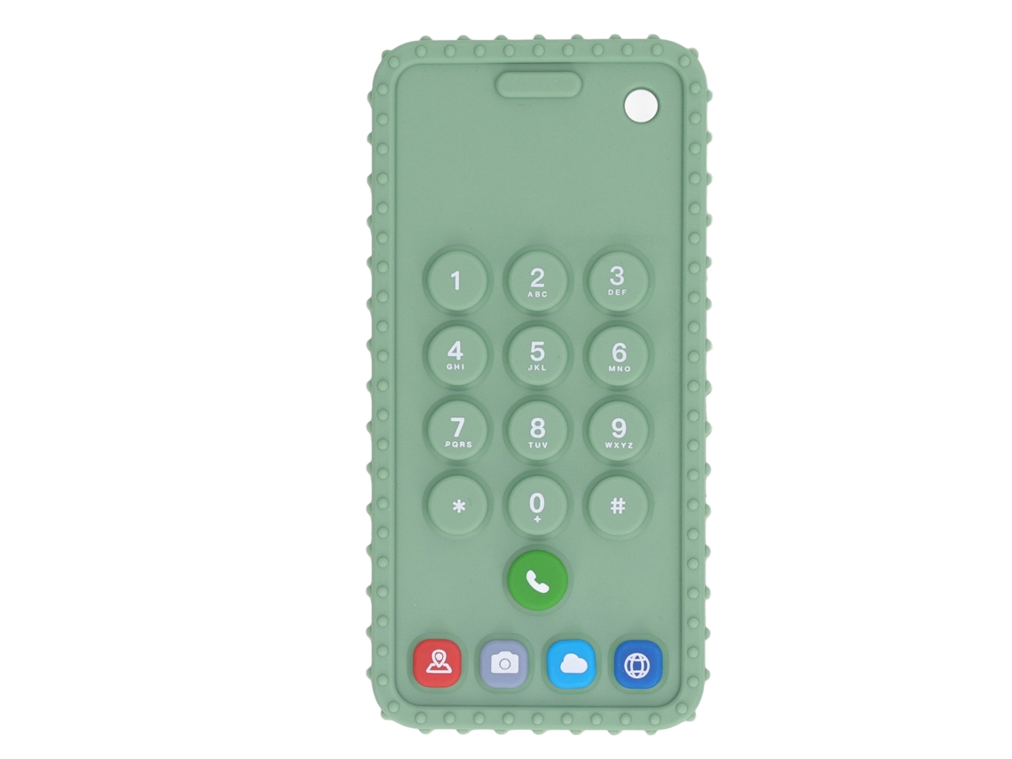 Mali chupeta de Silicone em Forma de Telefone Macia com Cores Vibrantes para Bebê Verde