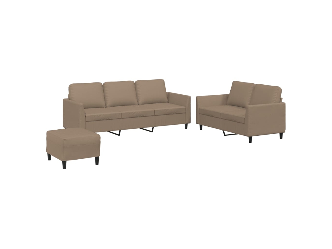 Conjunto de 3 sofás com almofadas em couro sintético Cappuccino MAISON EXCLUSIVE