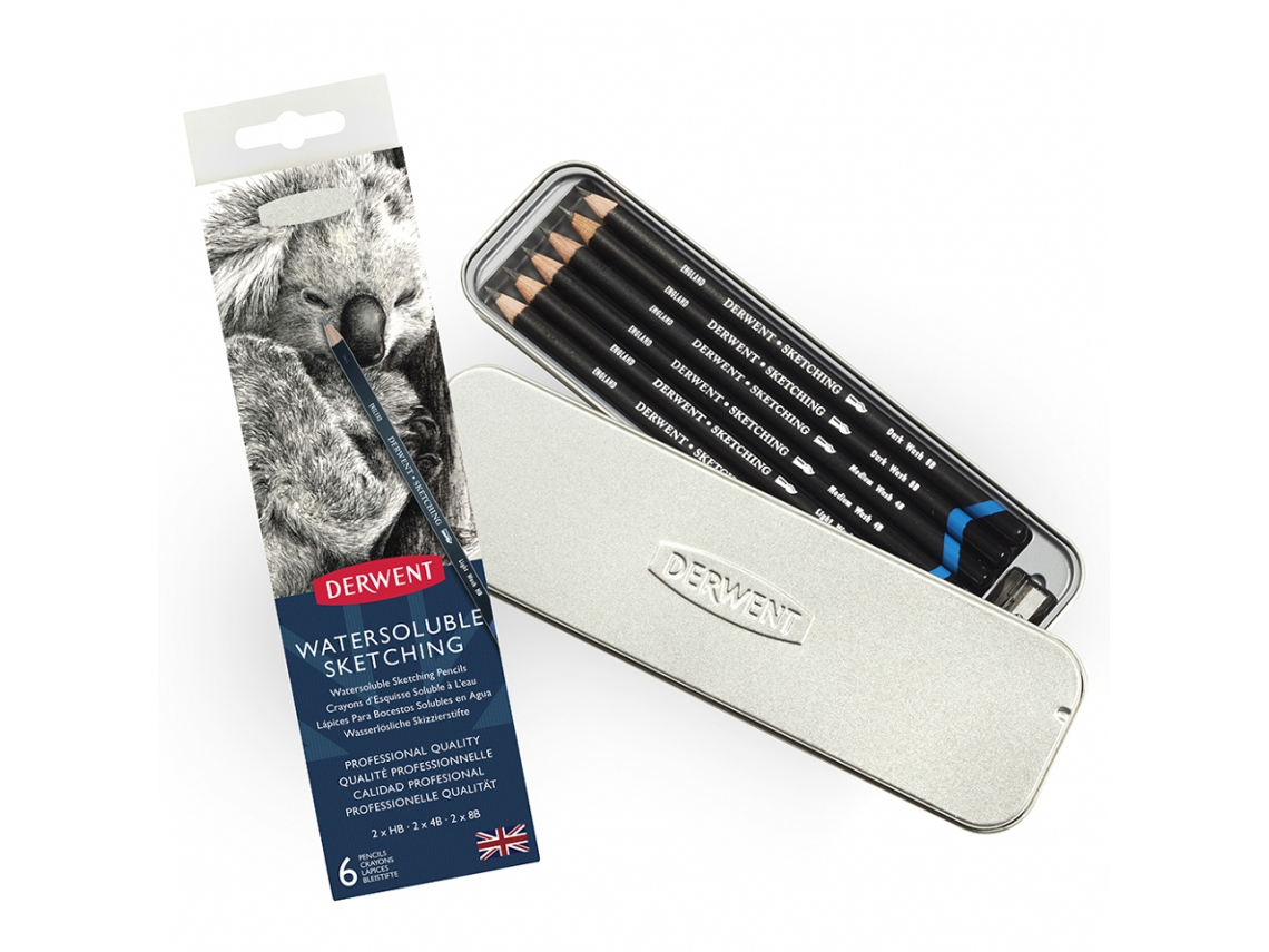 Caixa Metal Lápis Watersoluble 6 Cores Derwent