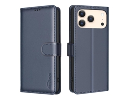 Capa De Couro Para Iphone 17 Pro Com Textura De Lichia E Proteção Rfid Antirroubo.