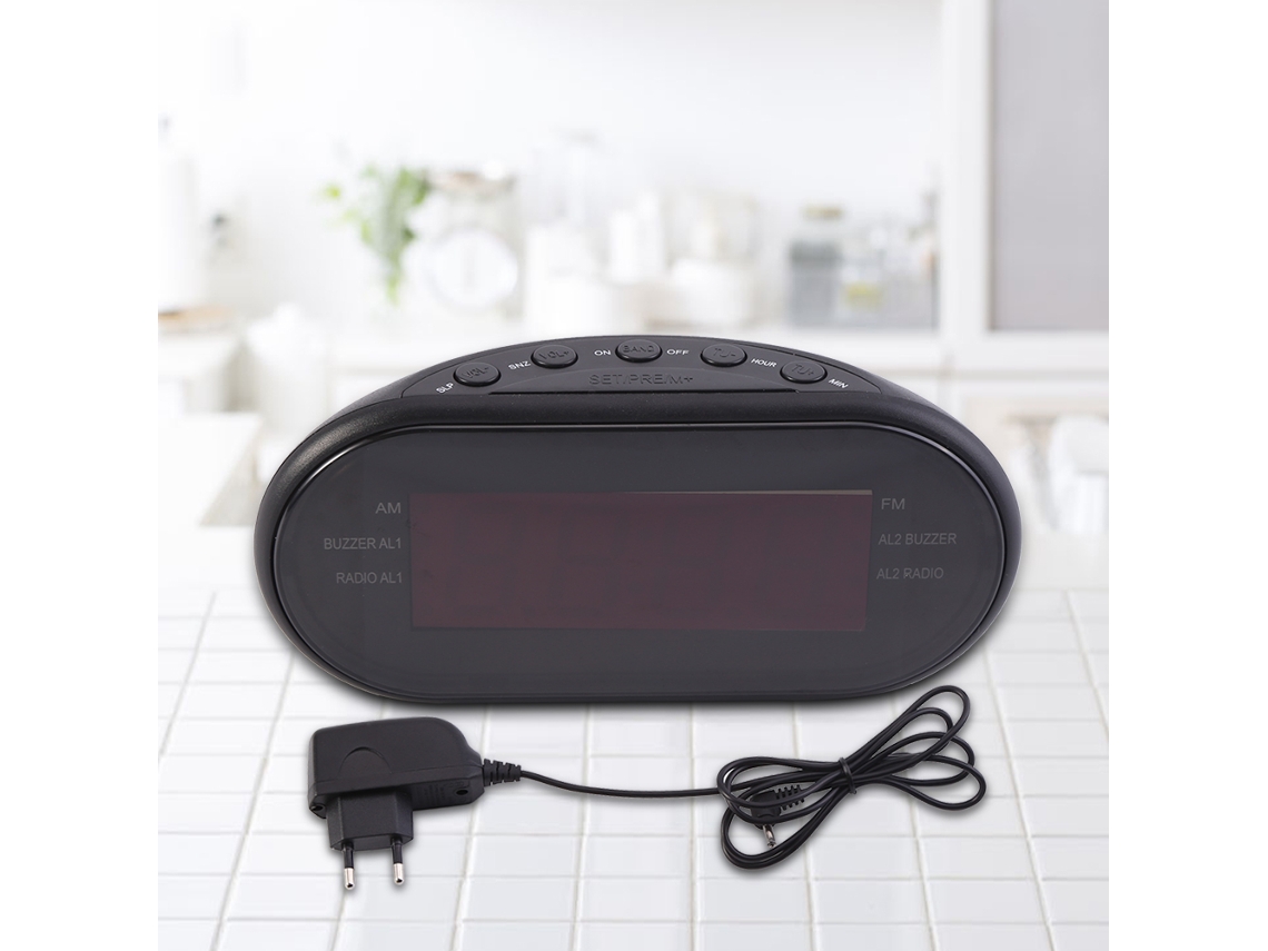KOFIHETY Rádio digital LED com alarme, função soneca, AM/FM, 110V-240V, com visor, para UE