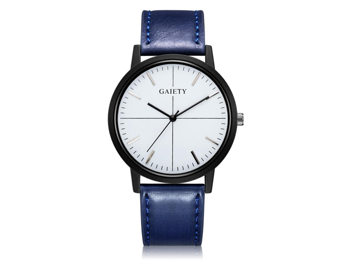 Reloj De Pulsera Para Hombre Gaiety De Cuero Pu Suave Analógico De Cuarzo Azul Real