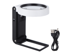 Lupa Multifuncional Th‑7018a Com Luz Led, Dobrável E Portátil, Ideal Para Leitura E Uso Doméstico