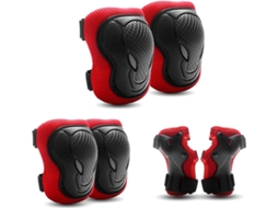 Conjunto de Joelheiras e cotoveleiras, proteção para ciclismo, vermelho, protetores de pulso AQUAFORGE