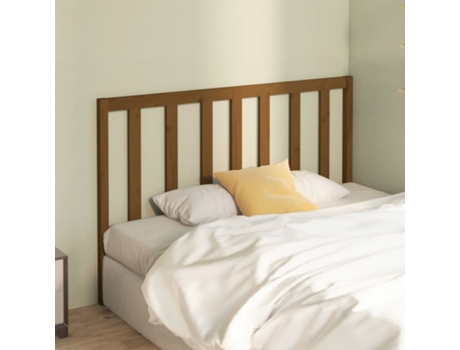 Cama com Cabeceira Mel CLICK AND BUY Madeira de Pinho Maciça Castanho (126x4x100cm)