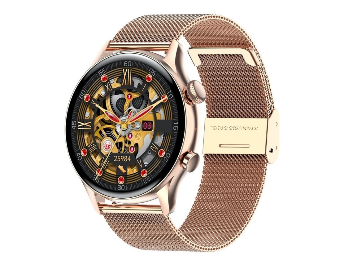 Smartwatch Fitness Tracker com tela AMOLED 1.36 e Bluetooth Call Ouro Rosa Bestvite
