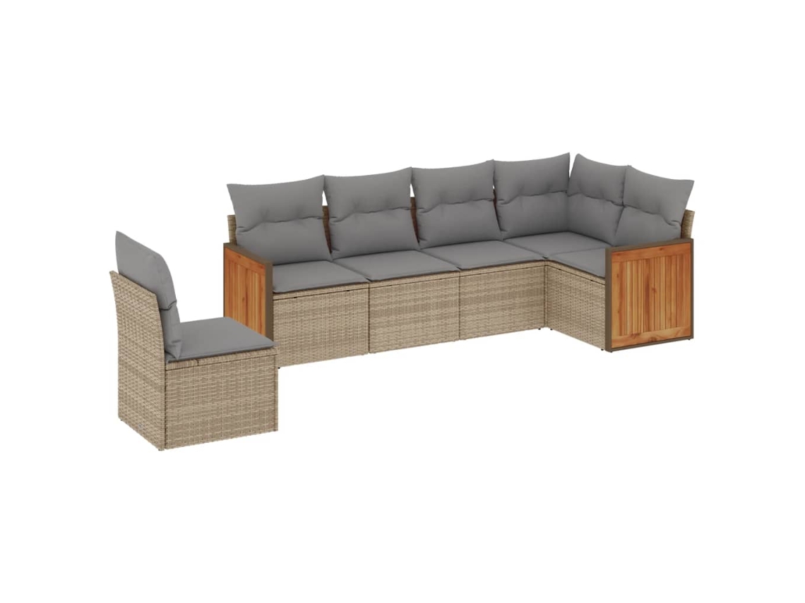 Conjunto de 6 Sofás P/ Jardim com Almofadões Vime Pe Bege MAISON EXCLUSIVE (80x200 cm)