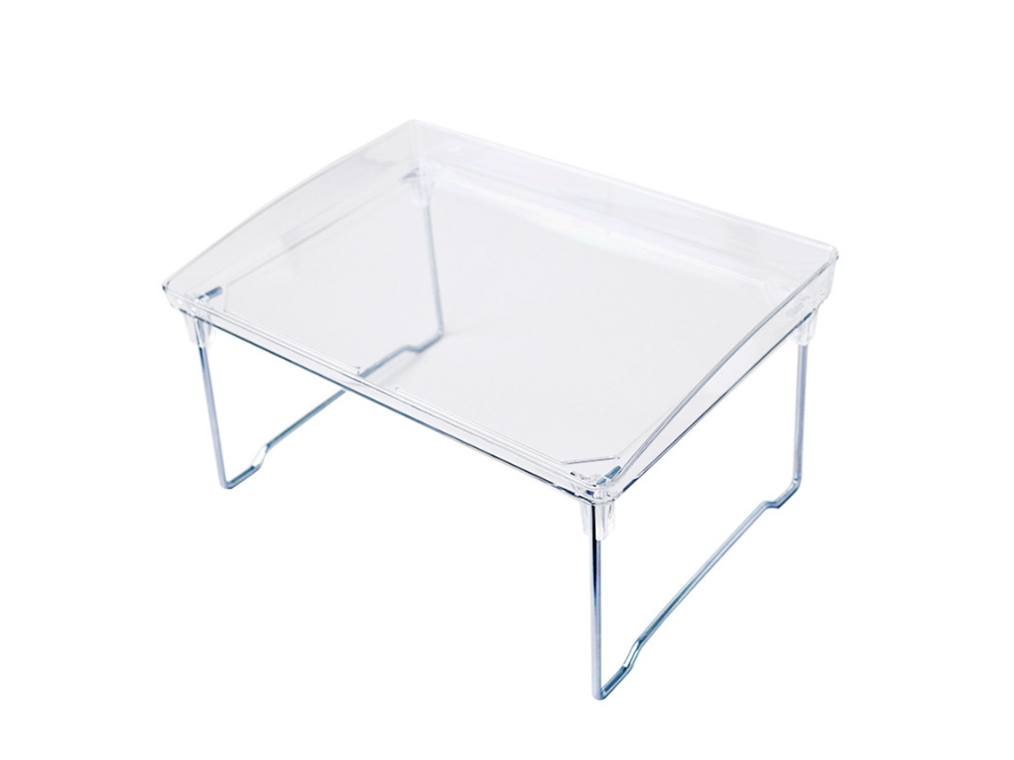 Estante de armazenamento para mesa dobrável, empilhável, transparente, organizador de bancada | S/MARCA