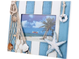 Porta Retratos Madeira Formato Estrela Mediterrâneo Náutico Suporte Decorativo Fotos Exclusivo Estar Quarto 1 GOKOCO