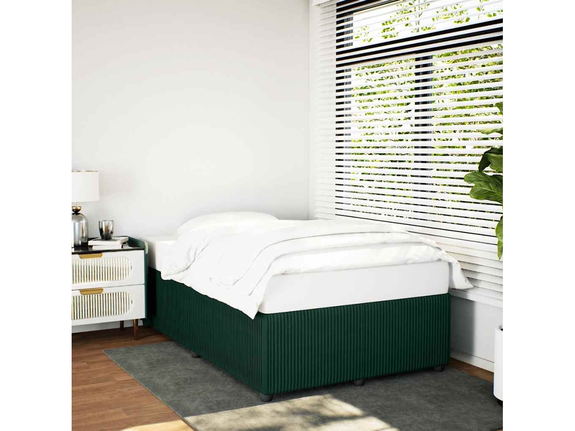 Vidaxl Estrutura De Cama Com Colchão Verde Escuro 120x190 Cm Veludo