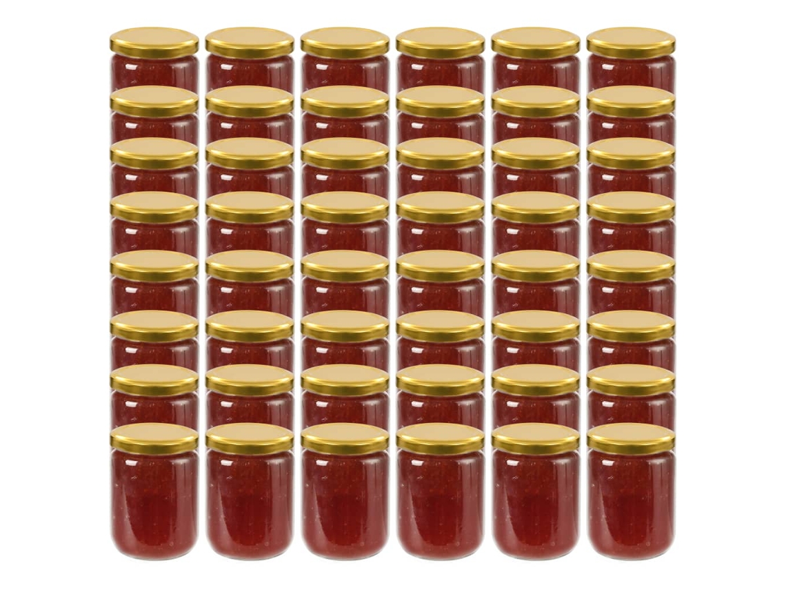 Vidaxl Frascos De Vidro Com Tampas Douradas 48 Pcs 230 Ml