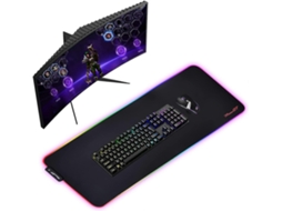 Mousepad Gamer Rgb Grande Xxl, Extra Grande Com Múltiplos Modos De Iluminação, Base Antiderrapante, Impermeável E Portátil Para Notebook. Brilvibera