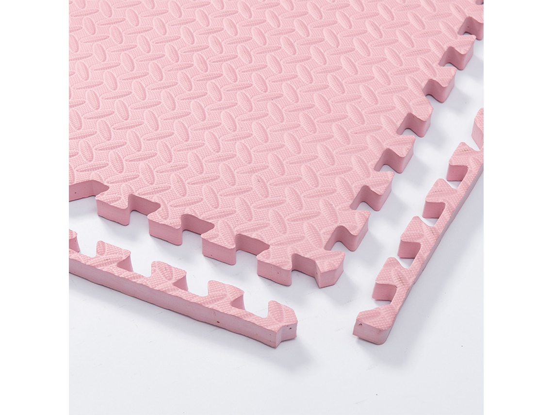 Tapete Para Brincar Chrui - 8 Peças De Encaixe Em Espuma Eva 30x30cm, 10mm De Espessura - Rosa