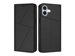Capa De Couro Fosco Para Iphone 16 Plus - Flip Magnético