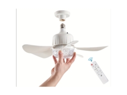 Ventilador De Teto Com Luz E Controle Remoto, Soquete E26/e27, Fácil De Instalar, Branco. Panoona
