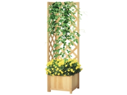 Floreira Elevada Com Treliça De Madeira Para Exterior, Suporte Ideal Para Plantas Trepadeiras, 40x40x145 Cm, Madeira