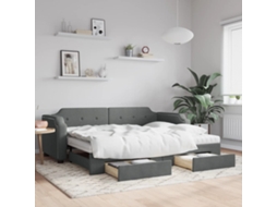 Sofá cama con cajones 90x190 cm Tela gris oscuro