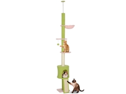 Árvore Chão teto P/ Gatos 220 240cm, 5 Níveis, Plataforma Flor, Poste, Toca, Rede, Verde. ZENCORE SERVICES