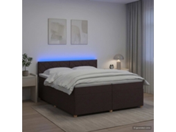 Vidaxl Cama Box Spring Com Colchão Marrom Escuro 200 X 200 Cm Tecido