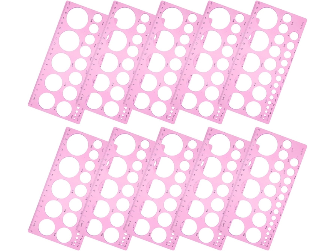 Conjunto de 10 réguas circulares de plástico Fuoyloo para desenho detalhado e medição precisa, ideais para bolsas.