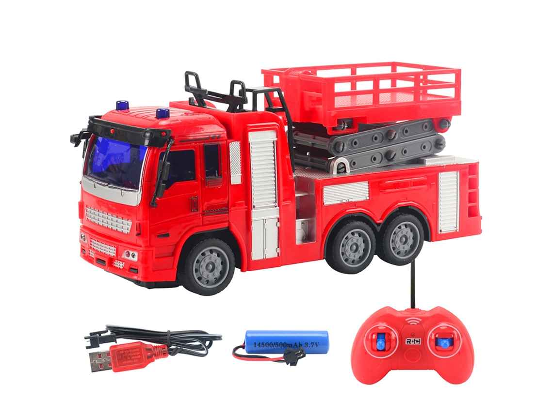 Caminhão De Bombeiros Controle Remoto Com Luzes Led Modelo De Carro Engenharia Presente Infantil