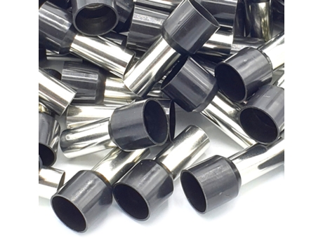 100 Unidades de Terminais de Extremidade de Cordão Único Isolados de 25mm Preto com Bota de Crimpagem