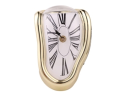 Relógio de mesa decorativo Baok em plástico fundido com pintura eletrolítica metálica, dourado, para escritório.