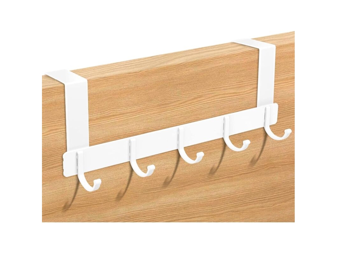Cabide de porta Slowmoose com 5 ganchos para cozinha, quarto e banheiro (branco)