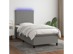 Cama Box Spring C/ Colchão E Led 80x200 Cm Tecido Cinza-escuro