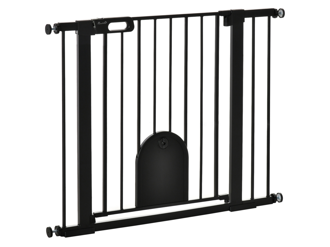 Barreira de segurança preta 75-103 cm com 2 extensões, fechamento automático e trava dupla S/MARCA