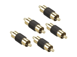 Adaptador Rca Macho para Macho, Extensão de Cabo de Áudio, Banhado a Ouro, 5 Unidades, AQUAFORGE