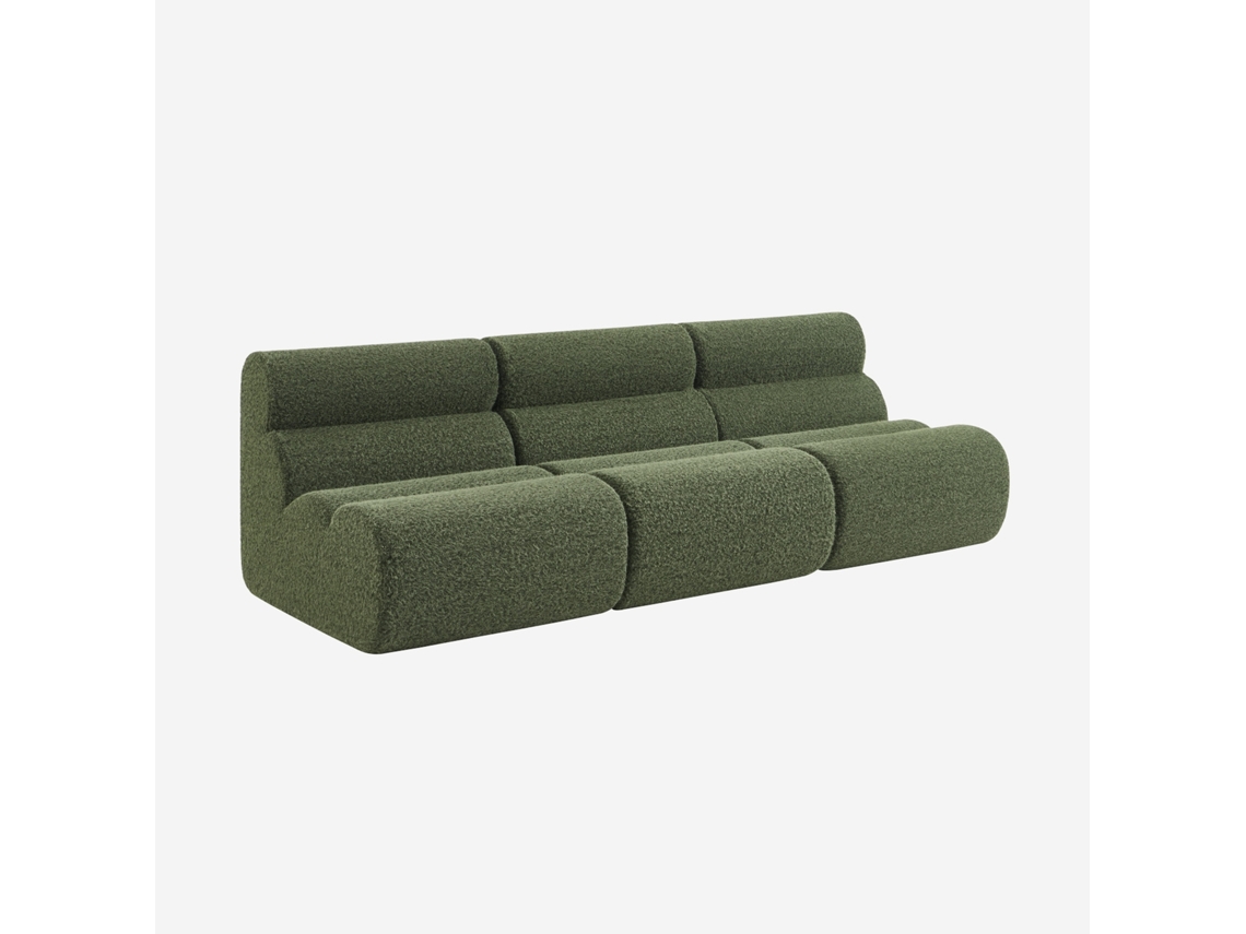 Sofá Modular Em Tecido Efeito Alpaca, 3 Lugares , Verde Caqui