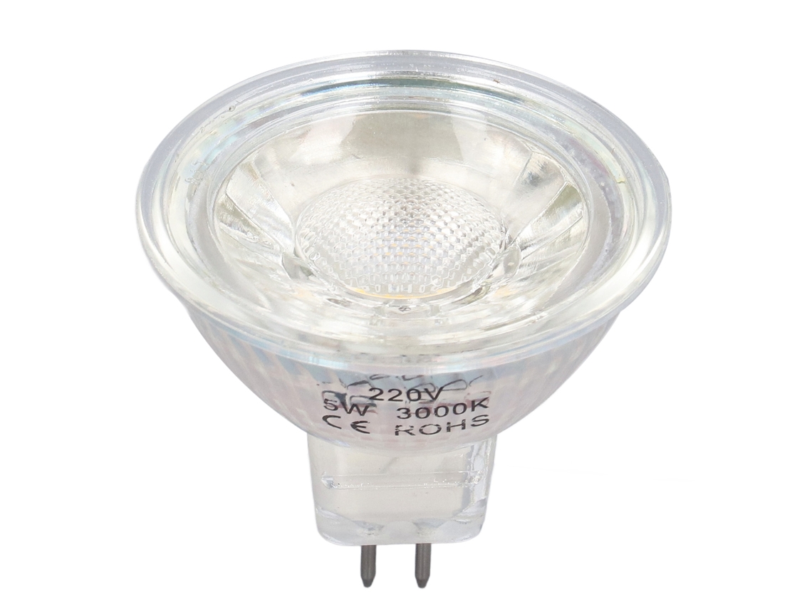 Lâmpada Led cob mr16 5w 220v regulável spot light vidro para quarto sala de estar | S/MARCA