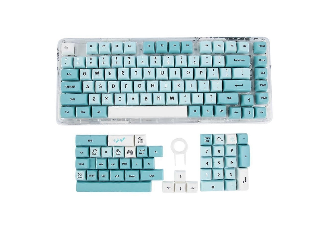Teclado Com Teclas Azul Gelo, 126 Teclas Inglesas, Interruptor Mecânico, Embalagem Em Caixa, Teclados E Teclados Numéricos Everley891