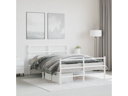 Vidaxl Estrutura De Cama Com Cabeceira E Pés 140x190 Cm Metal Branco