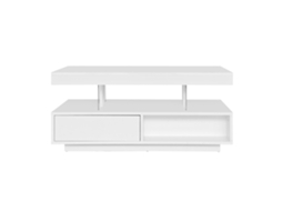 Mesa De Centro Com Led Gaveta Aberta E Compartimentos Branco Mobrio