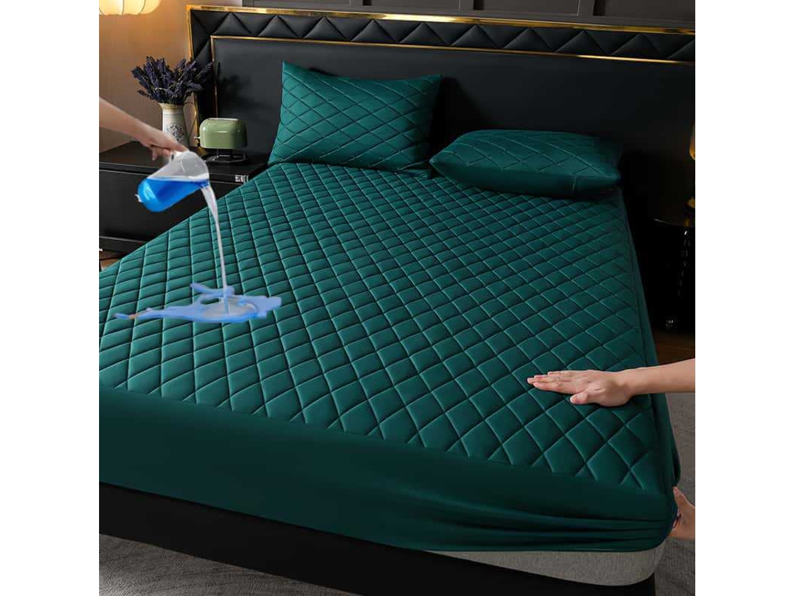 Lençol Com Elástico Impermeável,150x200cm, Protetor De Colchão Antiderrapante, Adequado Para Uso Doméstico E No Quarto Verde Hexinyigjly