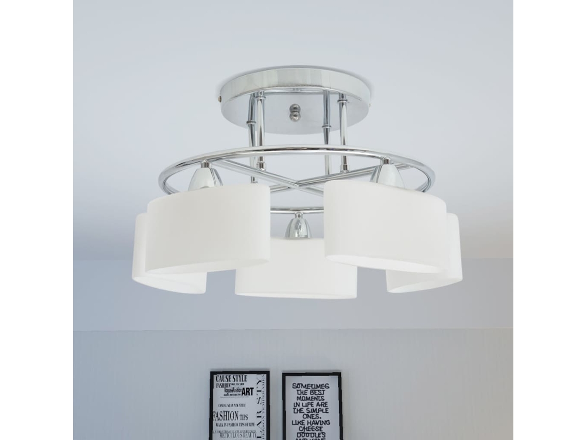 Vidaxl Candeeiro Teto Abajures De Vidro Elipsoides 5 Lâmpadas E14 200w