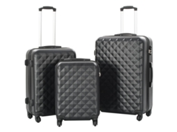 Vidaxl Conjunto De Tróleis Estojo Rígido 3 Pcs Abs Preto