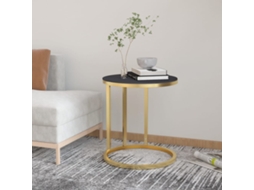 Vidaxl Mesa De Apoio Dourada E Vidro Temperado Preto 45 Cm