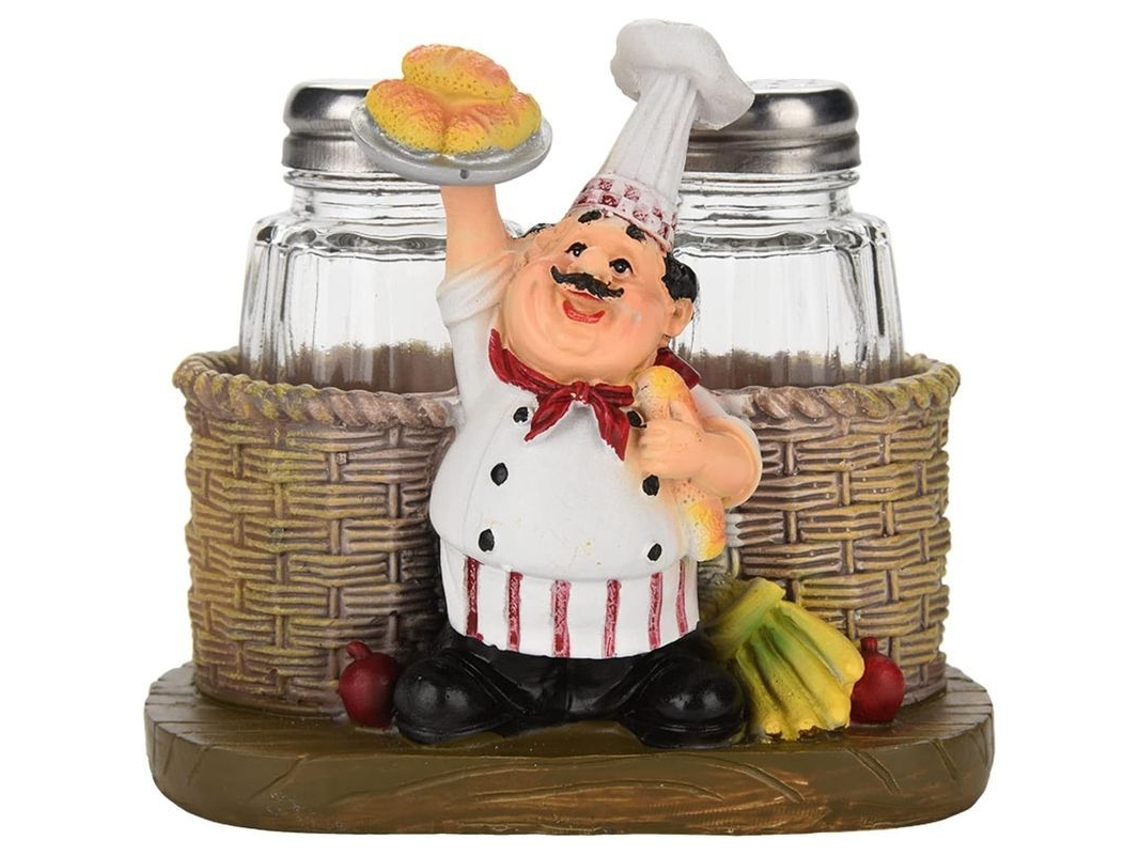 Conjunto De Saleros E Pimenteiros Chef, Estátua Decorativa Organizadora De Especiarias Para Cozinha